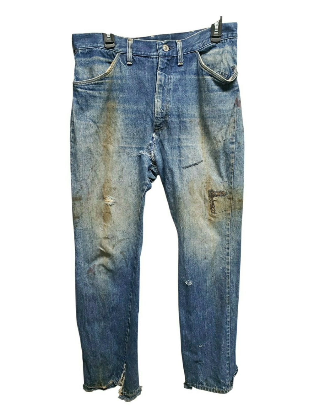 Vtg 70s JCPenney Vendor 732 Jeans Talon 42 Heavy Thrashed Boro Shrunk 32x28